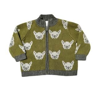 Nordstrom Dog Face Full Zip Baby Cardigan Sweater Size 6m